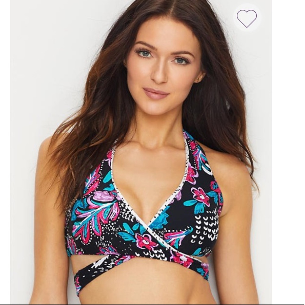 Anne Cole Floral Halter Wrap Sexy Bikini Top NWT